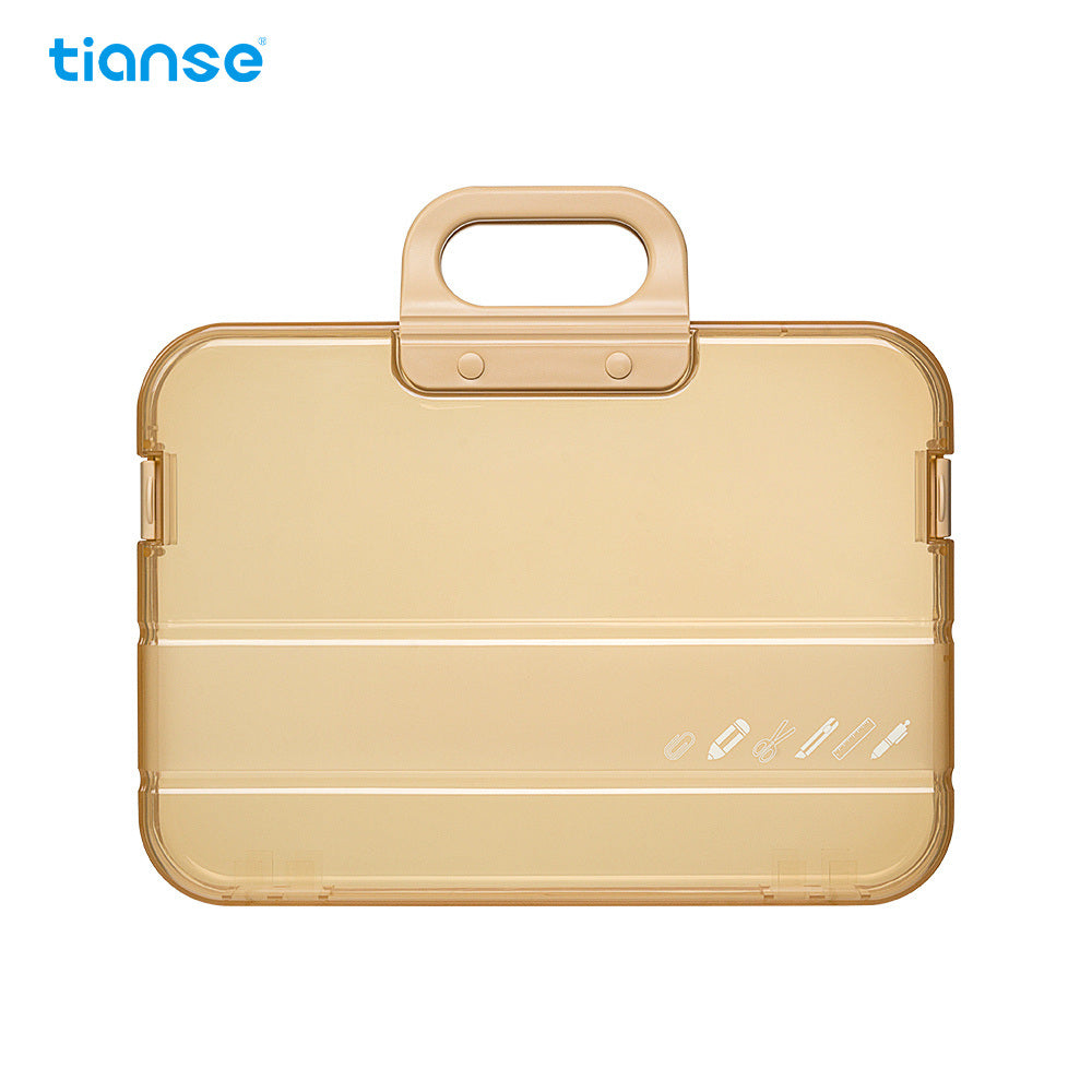 1pc TIANSE Portable A4 Storage Box, Lock Catch, Waterproof Transparent Document Box Perfect For Office Home School Document Book Stationery Storage