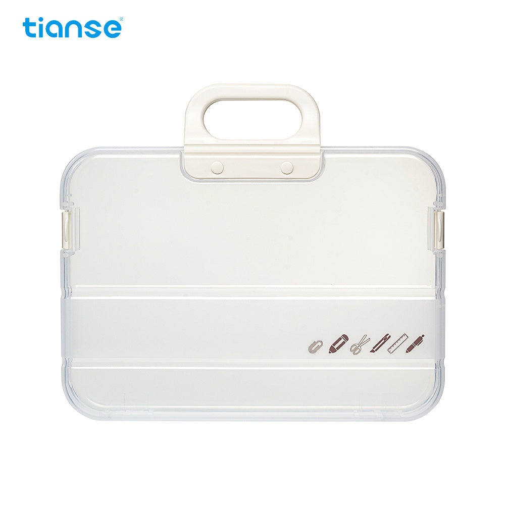 1pc TIANSE Portable A4 Storage Box, Lock Catch, Waterproof Transparent Document Box Perfect For Office Home School Document Book Stationery Storage