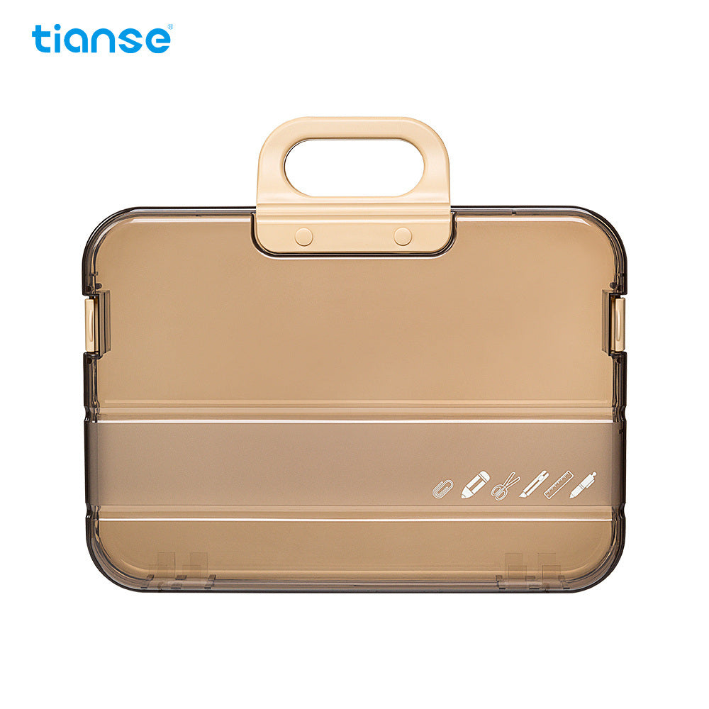 1pc TIANSE Portable A4 Storage Box, Lock Catch, Waterproof Transparent Document Box Perfect For Office Home School Document Book Stationery Storage