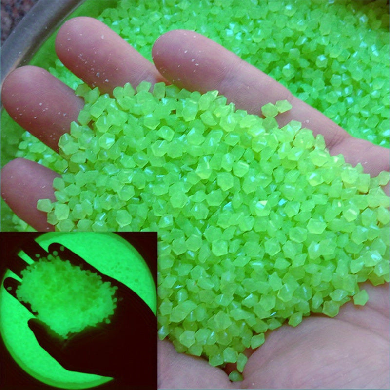 2000pcs/bag Glow In Dark Artificial Stone Gardening Aquarium Landscape Fluorescent Small Stone Vase Hourglass Luminous Sand Fluorescent Particles 50g