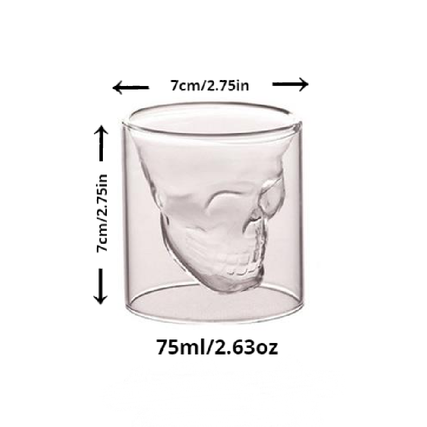 1pc Coffee Mug Double-Layered Transparent Crystal Skull Head Glass Cup For Household Whiskey Wine Vodka Bar Club Beer Wine Glass