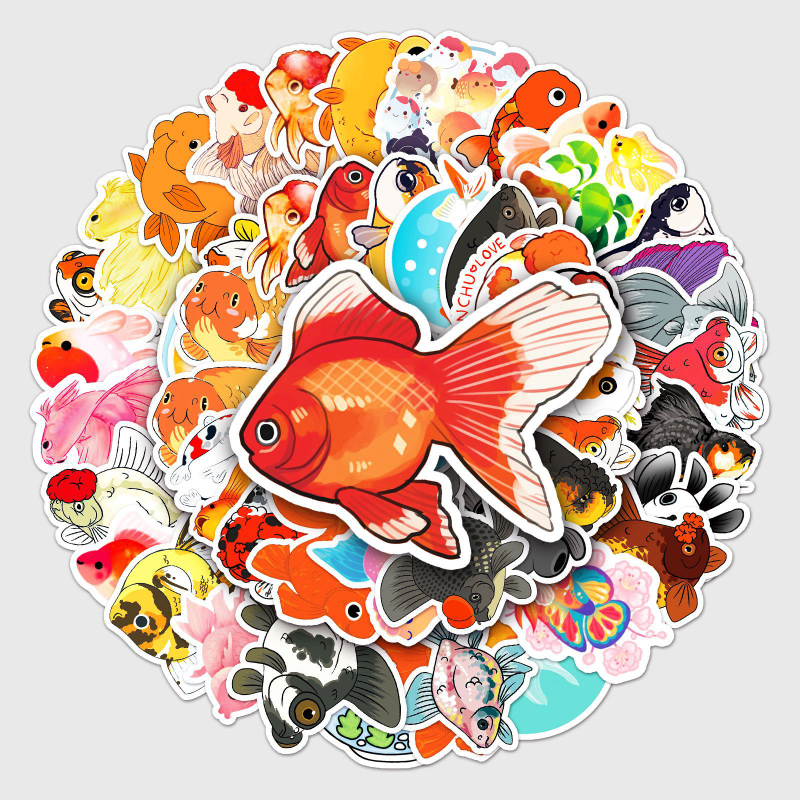 50pcs Goldfish Graffiti Stickers Waterproof Decorative Graffiti Stickers