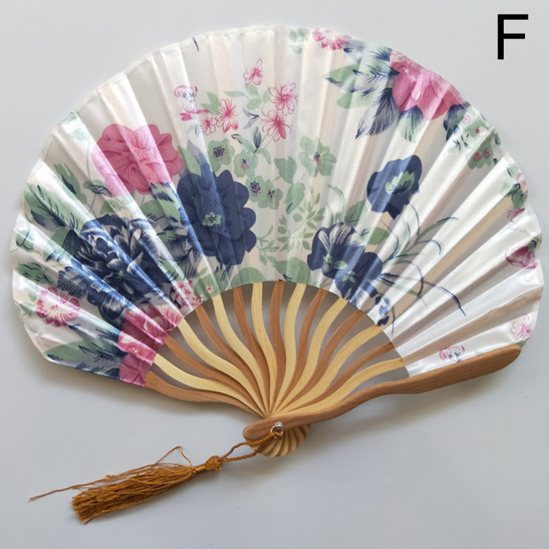 1pc Folding Fan Handheld Fans Chinese Imitation Silk Classical Hanfu Fan Tassel Elegent Female Fan Home Decoration Fan Chinese Fan Hand Folding Fans Vintage Style