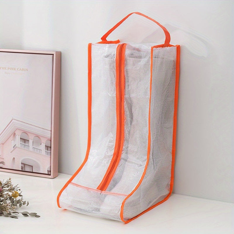 1pc Transparent Waterproof Boot Storage Bag, Boots Storage & Protector Bag, Portable Shoe Dust Bags, Household Organizer, Shoes Packing Organizers For Men & Women Sneakers