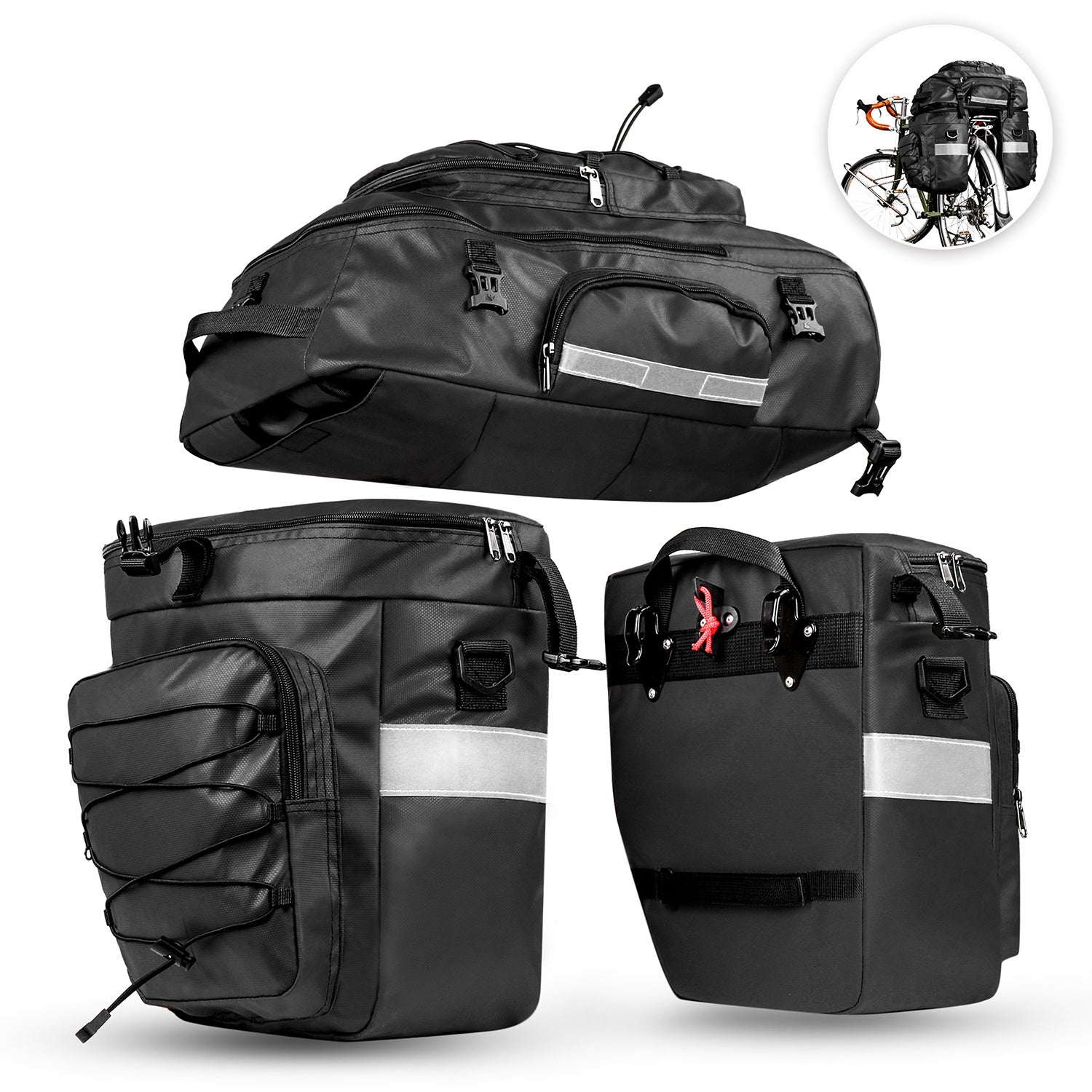 Bike Bag Bike Pannier Bag Set, for Bicycle Cargo Rack Saddle Bag Shoulder Bag Laptop Pannier Rack Bicycle Bag Professional Cycling Accessories Luggage bag ab.65L