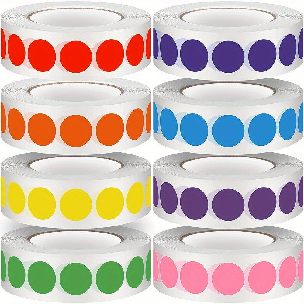 8000pcs 1/2 Inch Round Dot Stickers Color Coding Labels Colorful Coding Label Sticker For File Classification Mark Key Points Coloring Student Classroom Office Organizing