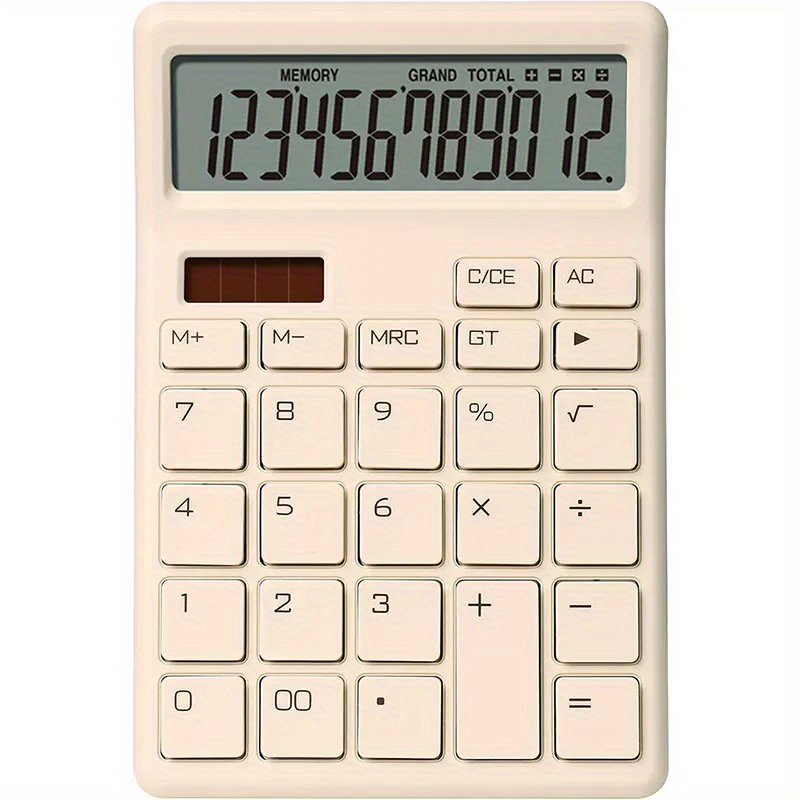 12-Digit Display Accounting Office Supplies Soundless Solar Students For College Finance Class Portable Dual Power Commercial Calculator