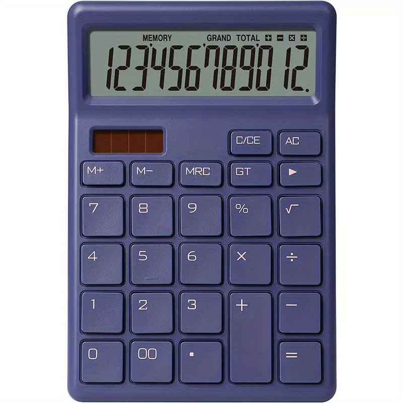 12-Digit Display Accounting Office Supplies Soundless Solar Students For College Finance Class Portable Dual Power Commercial Calculator