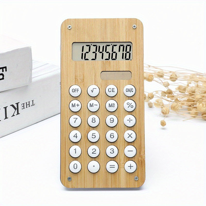 Bamboo Calculator 8-digit Students Electronic Calculator Solar Maze Calculator Gift