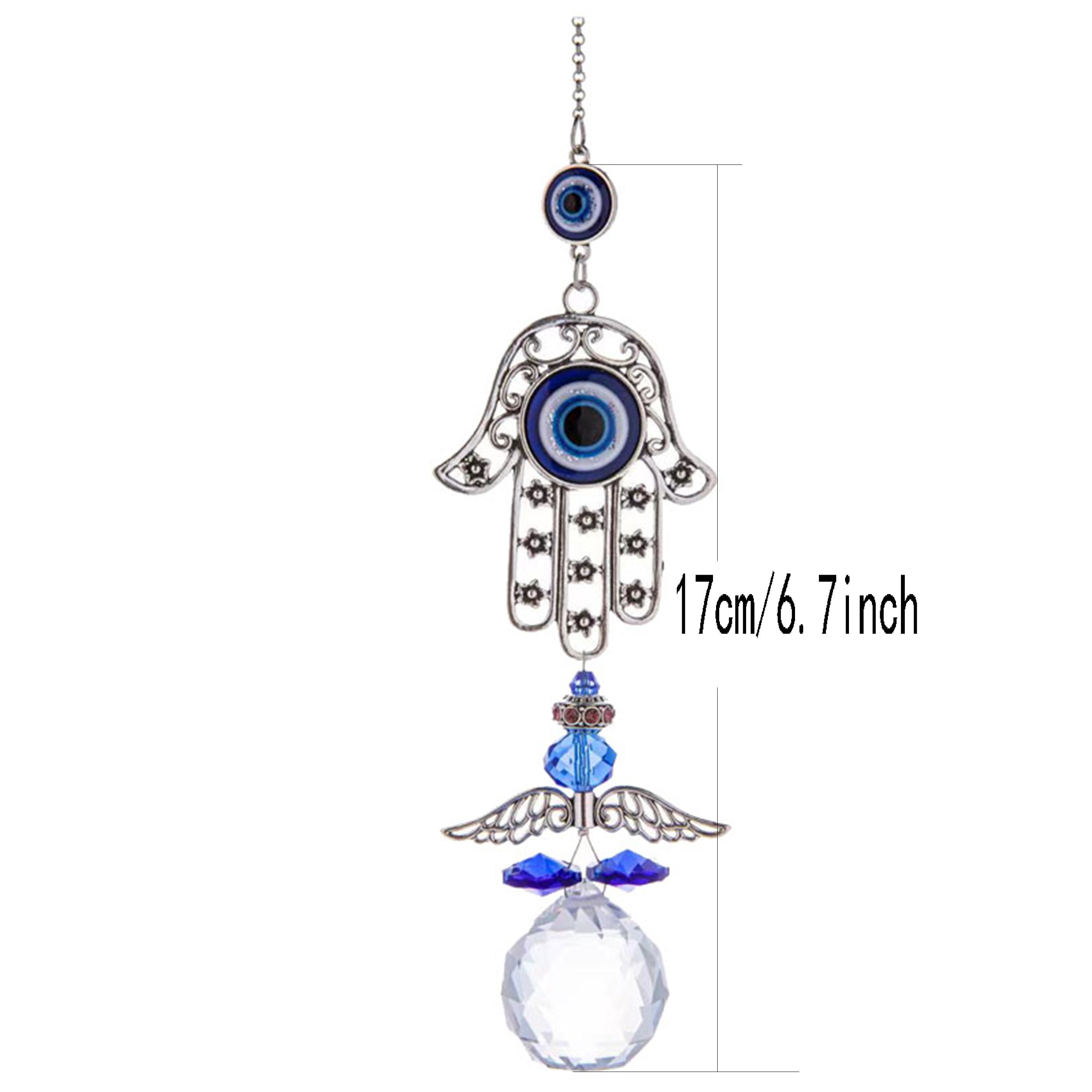 1pc Crystal Sun Catchers, Blue Butterfly Evil Eye Suncatcher Indoor Window With Prism Ball, Sunlight Rainbow Maker Good Luck Hanging Crystals Ornament For Home, Garden, Office, Car Pendant, Wedding