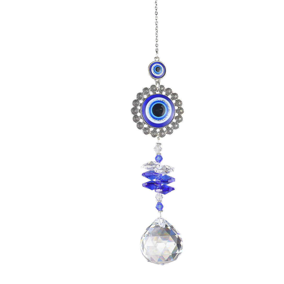 1pc Crystal Sun Catchers, Blue Butterfly Evil Eye Suncatcher Indoor Window With Prism Ball, Sunlight Rainbow Maker Good Luck Hanging Crystals Ornament For Home, Garden, Office, Car Pendant, Wedding