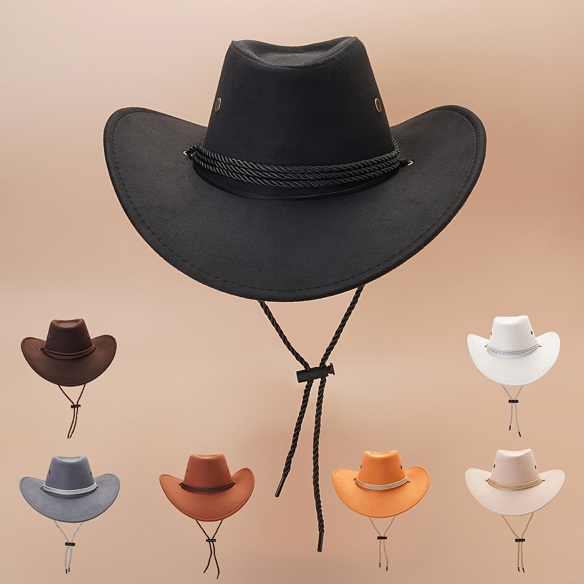 Western Cowboy Hat Vintage Jazz Hat Outdoor Fishing Cowgirl Sun Hat Wide Brim Summer Sunscreen Travel Beach Hat