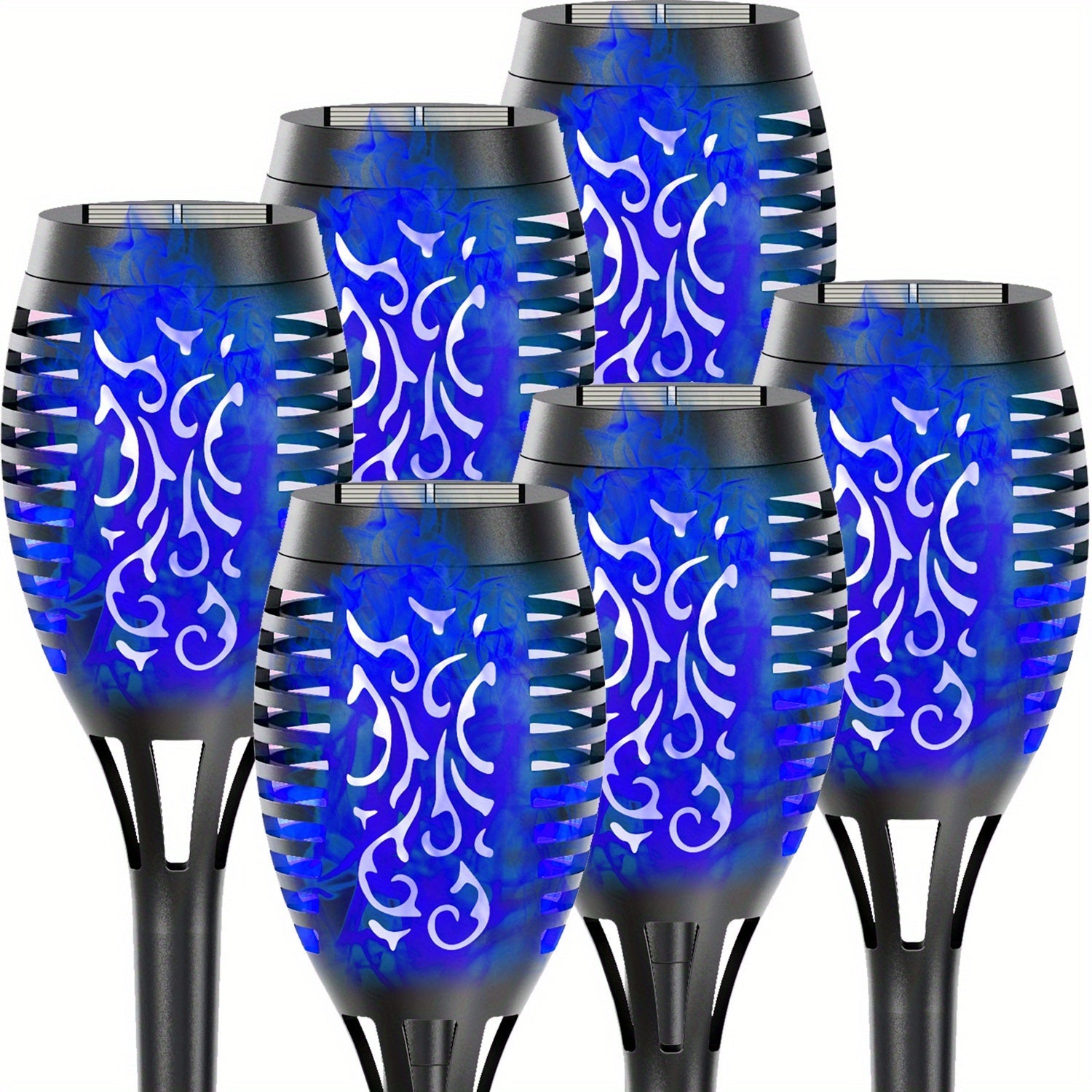 4/8/12pcs/pack Solar Outdoor Lights, 12LED Solar Torch Lights With Flickering Flame For Garden Decor, Mini IP65 Waterproof Landscape Flame Lights For Yard Pathway Patio Pool - Auto On/Off