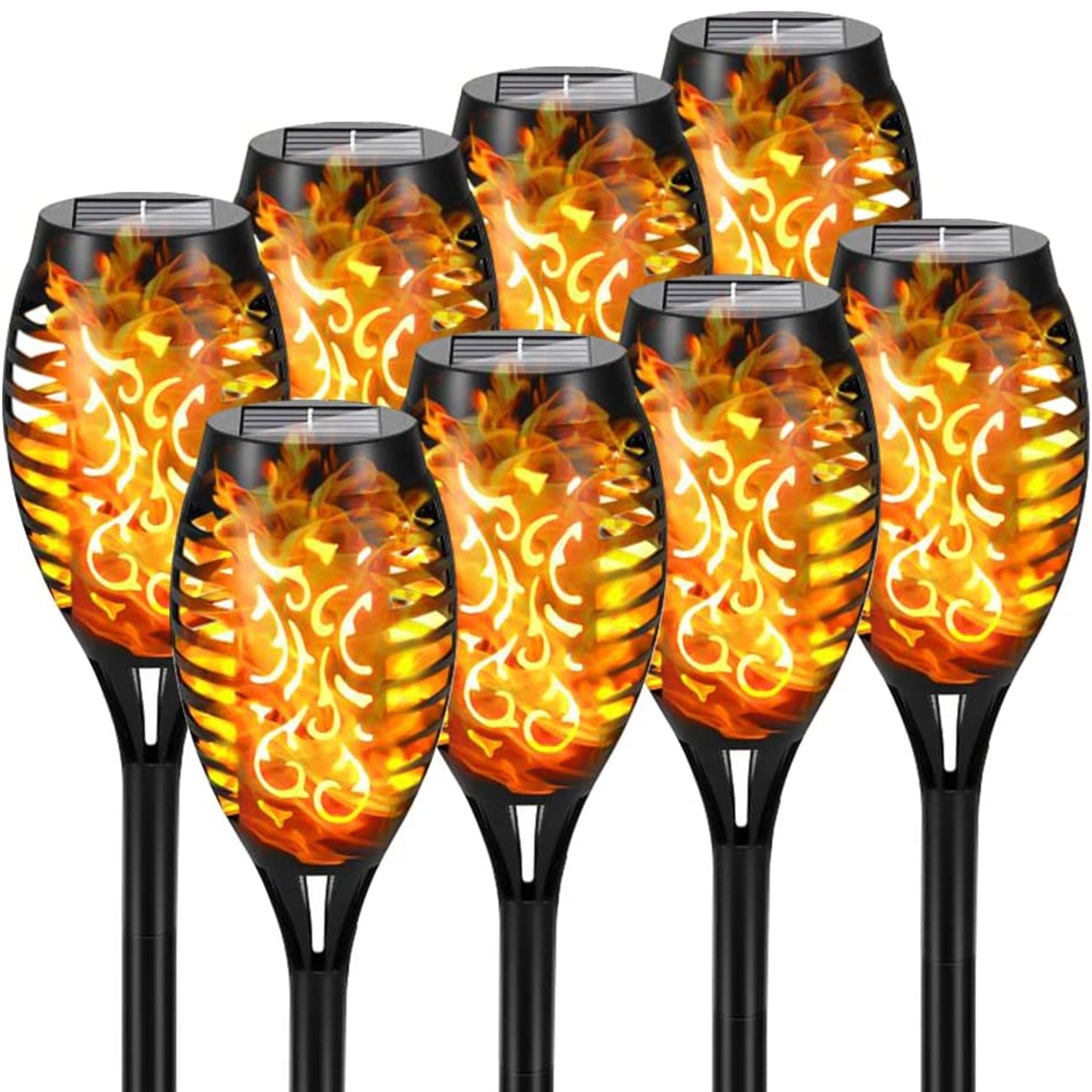 4/8/12pcs/pack Solar Outdoor Lights, 12LED Solar Torch Lights With Flickering Flame For Garden Decor, Mini IP65 Waterproof Landscape Flame Lights For Yard Pathway Patio Pool - Auto On/Off