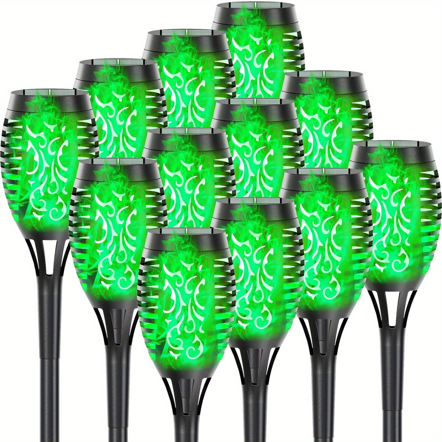 4/8/12pcs/pack Solar Outdoor Lights, 12LED Solar Torch Lights With Flickering Flame For Garden Decor, Mini IP65 Waterproof Landscape Flame Lights For Yard Pathway Patio Pool - Auto On/Off