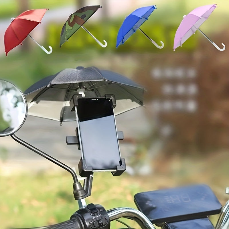 Motorcycle Bicycle Mobile Phone Holder Umbrella, Portable Waterproof Anti-permeability Mini Umbrella Smartphone Motorcycle Decoration Accessories