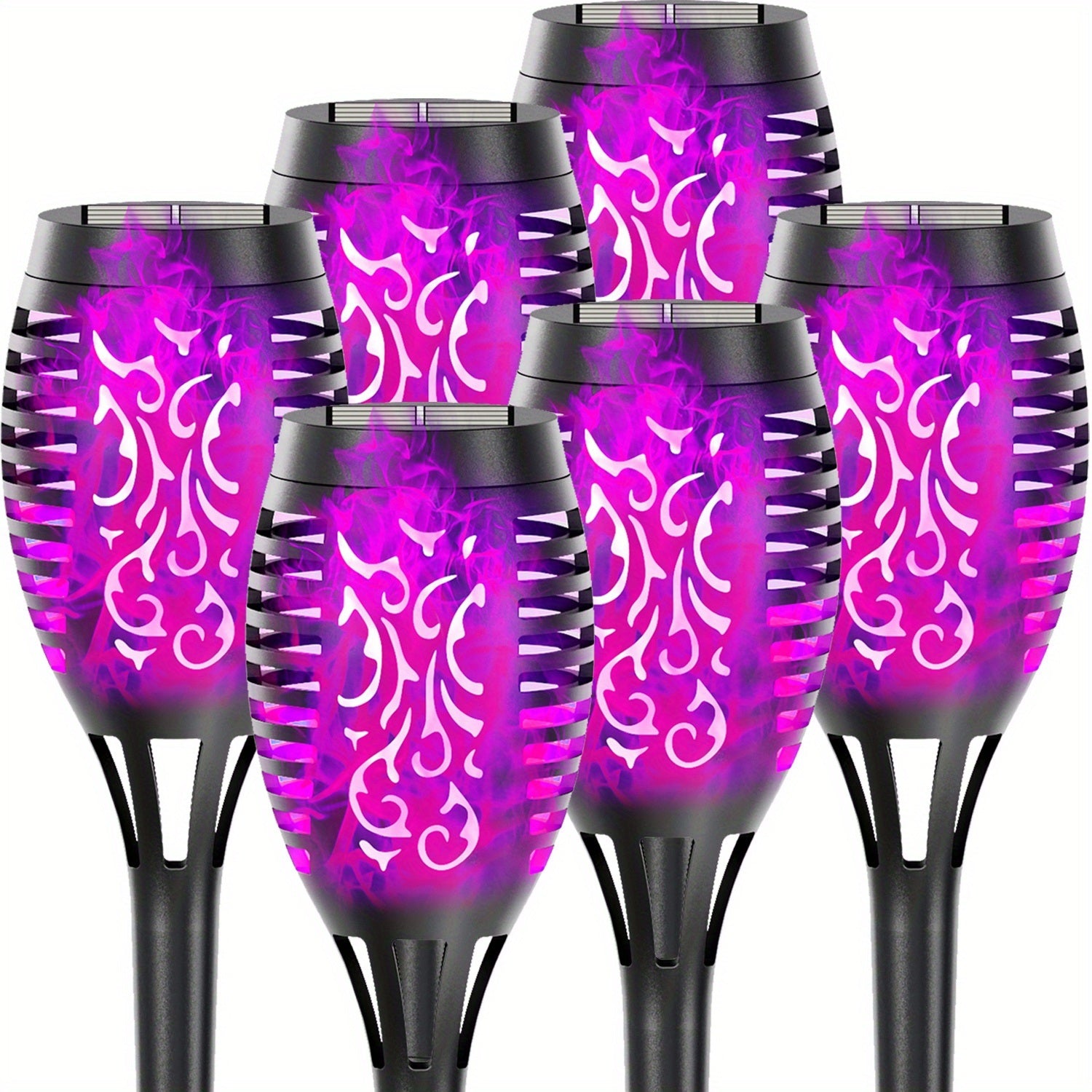 4/8/12pcs/pack Solar Outdoor Lights, 12LED Solar Torch Lights With Flickering Flame For Garden Decor, Mini IP65 Waterproof Landscape Flame Lights For Yard Pathway Patio Pool - Auto On/Off