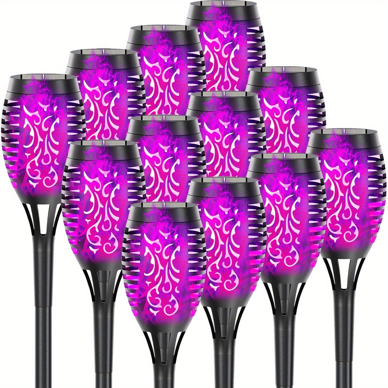 4/8/12pcs/pack Solar Outdoor Lights, 12LED Solar Torch Lights With Flickering Flame For Garden Decor, Mini IP65 Waterproof Landscape Flame Lights For Yard Pathway Patio Pool - Auto On/Off