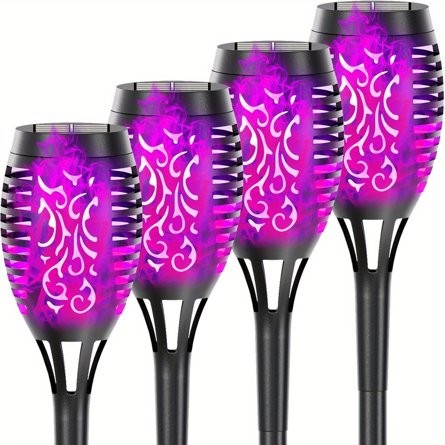 4/8/12pcs/pack Solar Outdoor Lights, 12LED Solar Torch Lights With Flickering Flame For Garden Decor, Mini IP65 Waterproof Landscape Flame Lights For Yard Pathway Patio Pool - Auto On/Off