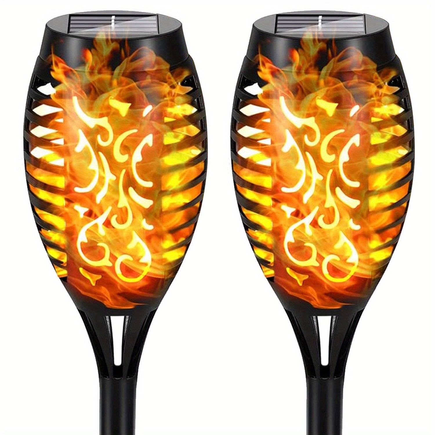 4/8/12pcs/pack Solar Outdoor Lights, 12LED Solar Torch Lights With Flickering Flame For Garden Decor, Mini IP65 Waterproof Landscape Flame Lights For Yard Pathway Patio Pool - Auto On/Off