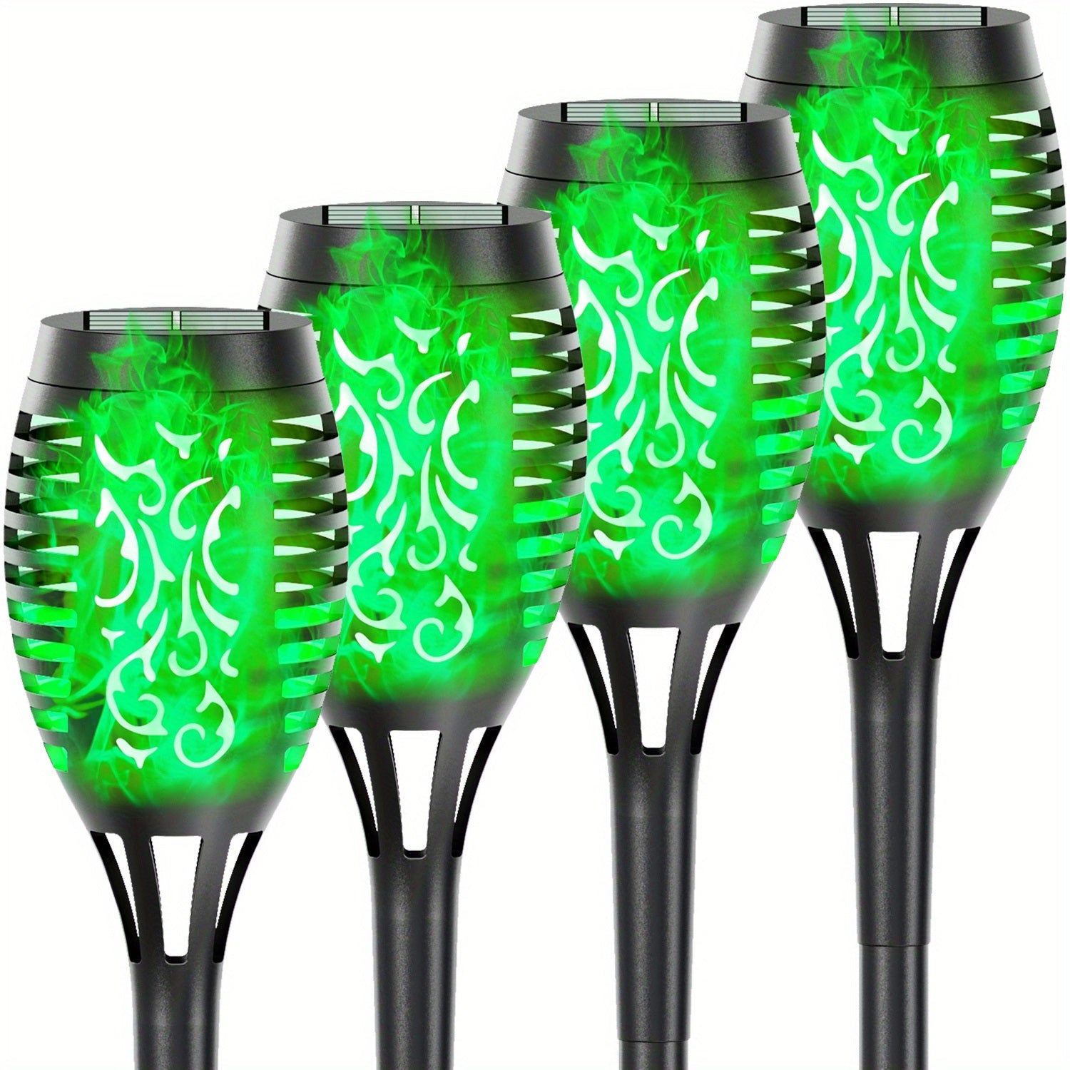 4/8/12pcs/pack Solar Outdoor Lights, 12LED Solar Torch Lights With Flickering Flame For Garden Decor, Mini IP65 Waterproof Landscape Flame Lights For Yard Pathway Patio Pool - Auto On/Off