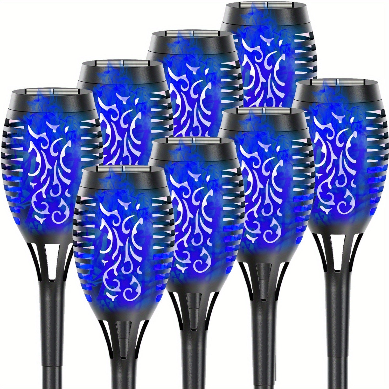 4/8/12pcs/pack Solar Outdoor Lights, 12LED Solar Torch Lights With Flickering Flame For Garden Decor, Mini IP65 Waterproof Landscape Flame Lights For Yard Pathway Patio Pool - Auto On/Off