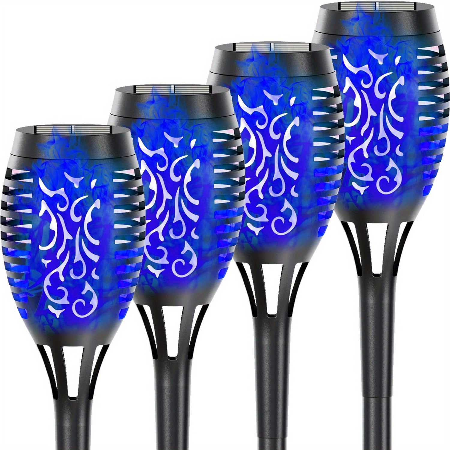 4/8/12pcs/pack Solar Outdoor Lights, 12LED Solar Torch Lights With Flickering Flame For Garden Decor, Mini IP65 Waterproof Landscape Flame Lights For Yard Pathway Patio Pool - Auto On/Off