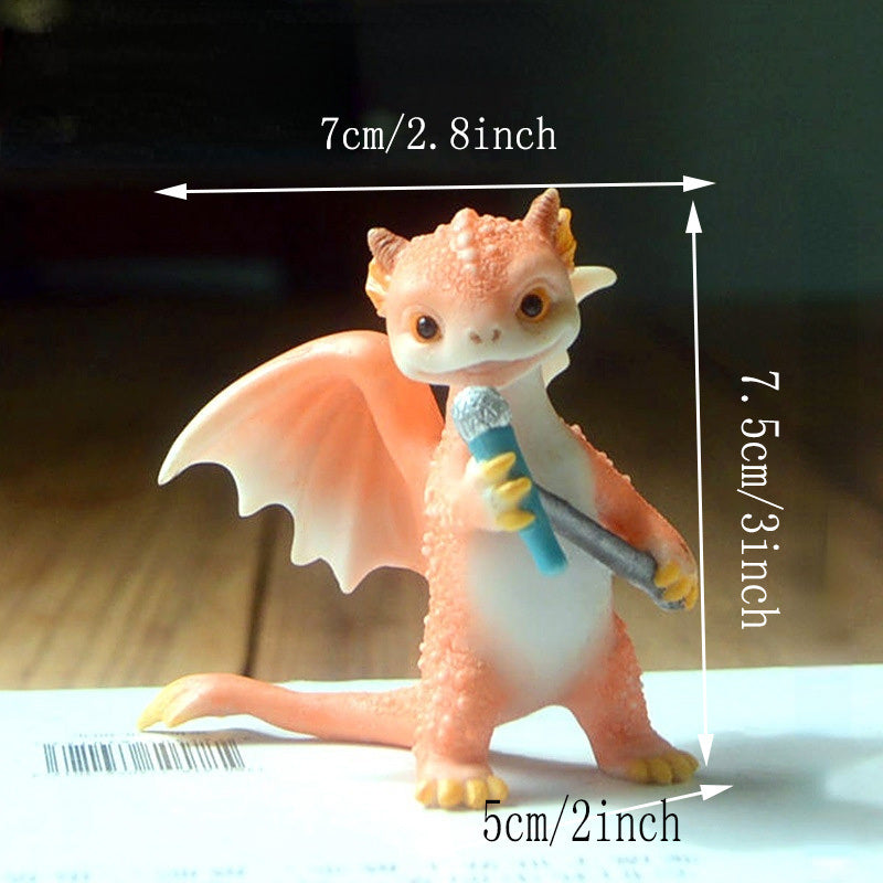 1pc Miniature Fairy Garden Figurines, Cute Resin Dragon Statue, Mini Dragon Reading Figurine, Mini Pink Dragon And Baby Statue, Fairy Garden Decor, For Flowerpot Bookshelf Collection