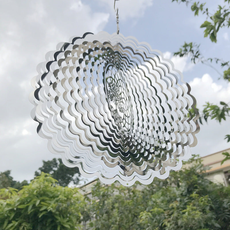 1pc 3D Hanging Wind Spinner Outdoor Decor For 3D Garden Wind Chimes Metal Yard Spinners 3D Stainless Steel Spinner Gifts Tree Of Life 3D Spinner With 360° Rotating Hook