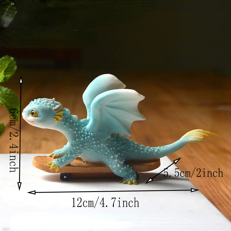 1pc Miniature Fairy Garden Figurines, Cute Resin Dragon Statue, Mini Dragon Reading Figurine, Mini Pink Dragon And Baby Statue, Fairy Garden Decor, For Flowerpot Bookshelf Collection