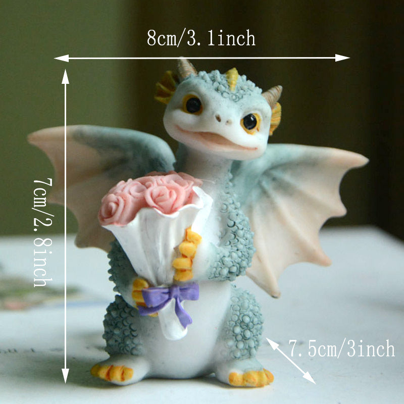 1pc Miniature Fairy Garden Figurines, Cute Resin Dragon Statue, Mini Dragon Reading Figurine, Mini Pink Dragon And Baby Statue, Fairy Garden Decor, For Flowerpot Bookshelf Collection