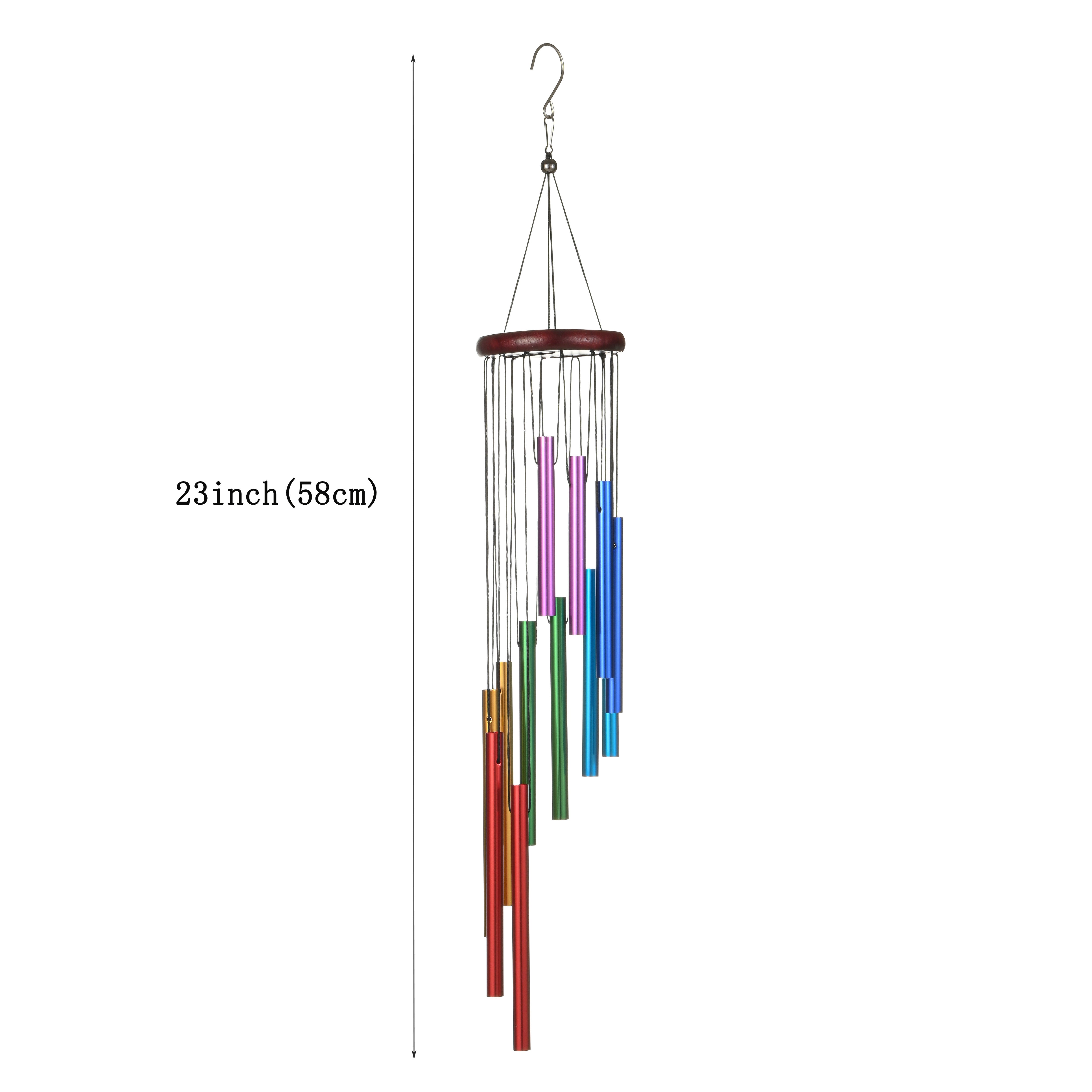 1pc Outdoor Wind Chimes With 12 Colored Aluminum Tubes And Hooks, Decorated With Commemorative Wind Chimes For Families, Courtyards, Gardens, And Outdoor Occasions