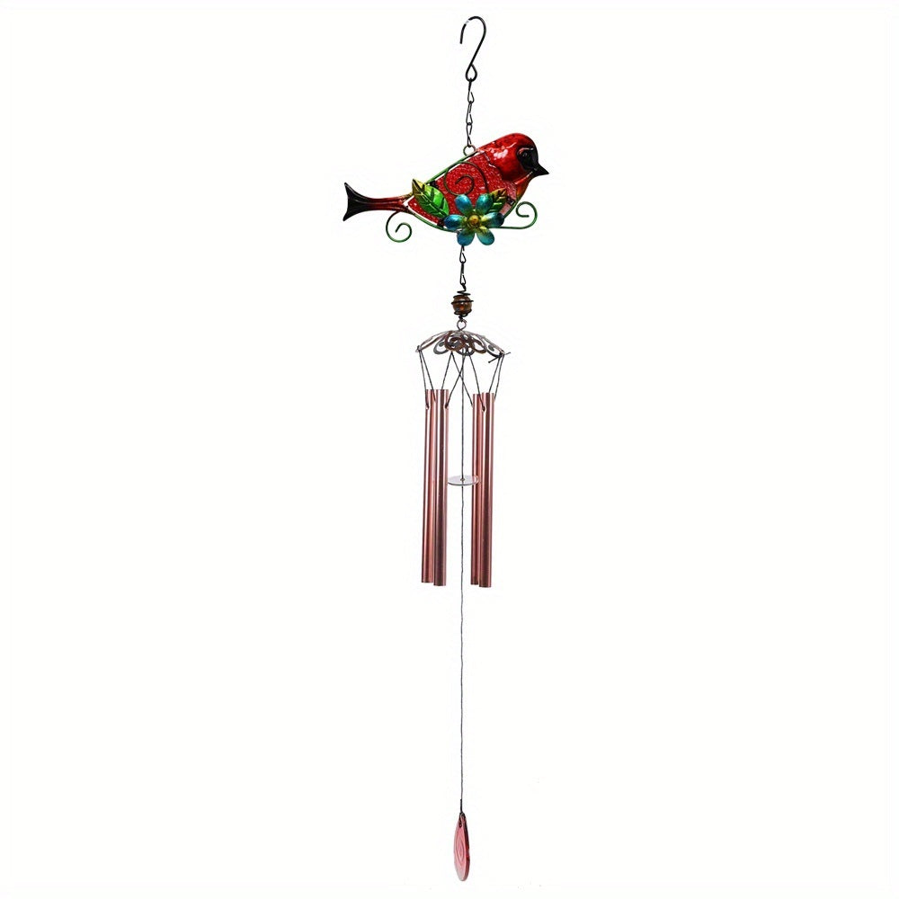 1set, Wind Chimes, Birds, Iron, Glass, Painted Handicrafts, Hanging Pieces, Courtyard Gardens, Metal Aluminum Pipe Hanging Pieces.Comes With S-hook, No Wires Required