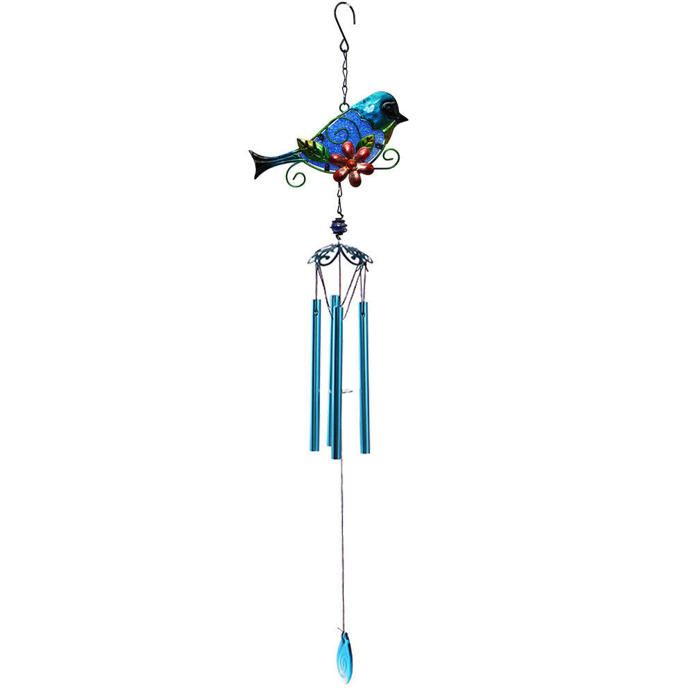 1set, Wind Chimes, Birds, Iron, Glass, Painted Handicrafts, Hanging Pieces, Courtyard Gardens, Metal Aluminum Pipe Hanging Pieces.Comes With S-hook, No Wires Required