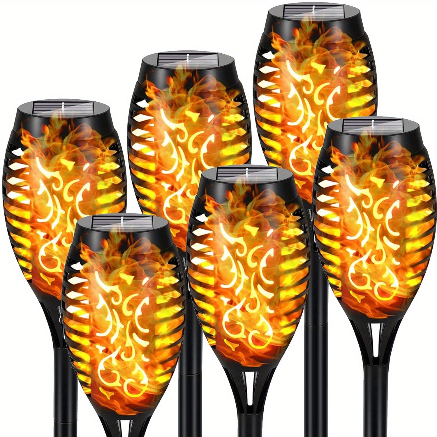 4/8/12pcs/pack Solar Outdoor Lights, 12LED Solar Torch Lights With Flickering Flame For Garden Decor, Mini IP65 Waterproof Landscape Flame Lights For Yard Pathway Patio Pool - Auto On/Off