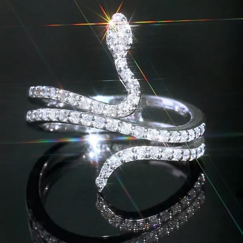 Creative Personality Snake Shape Zircon Ring Fine Jewelry For Women Girls
