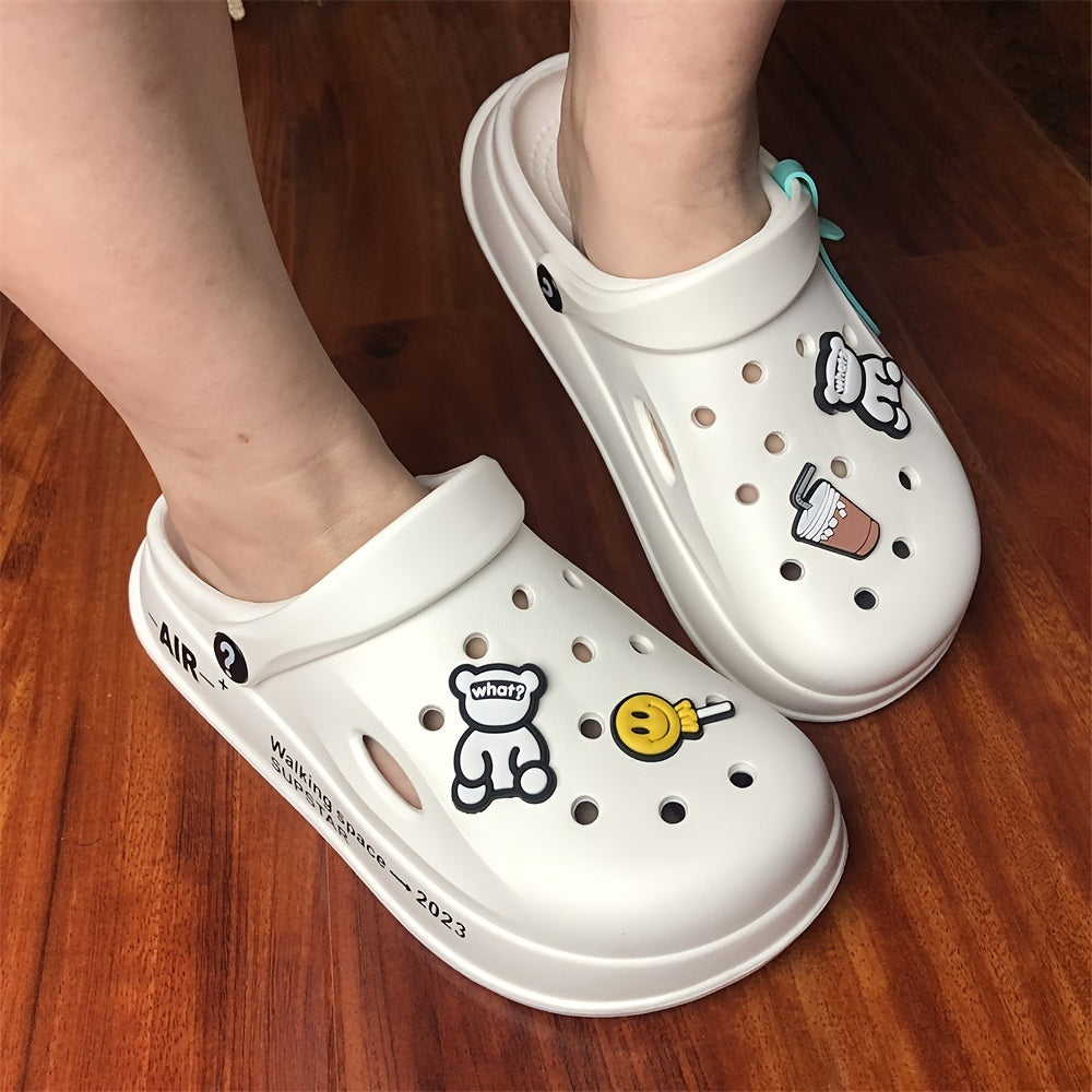 Cute Cartoon Thick Sole Hole Clogs For Women; Garden Shoes; Women's Eva Slippers; crocs for women