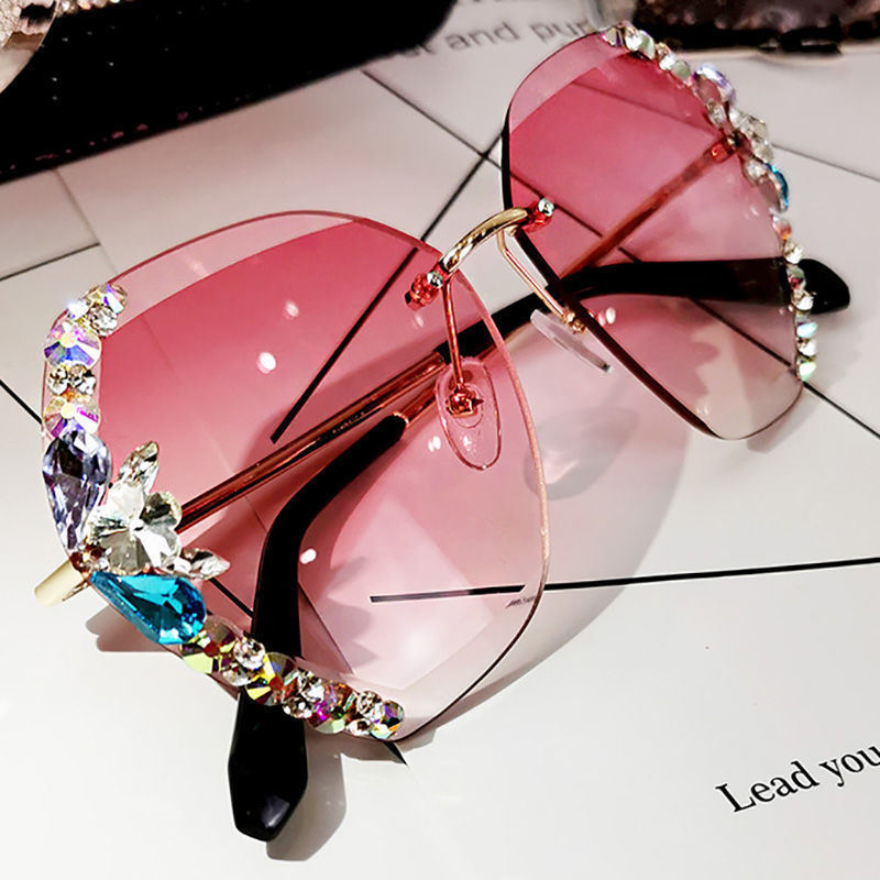 Rimless Rhinestone Sunglasses