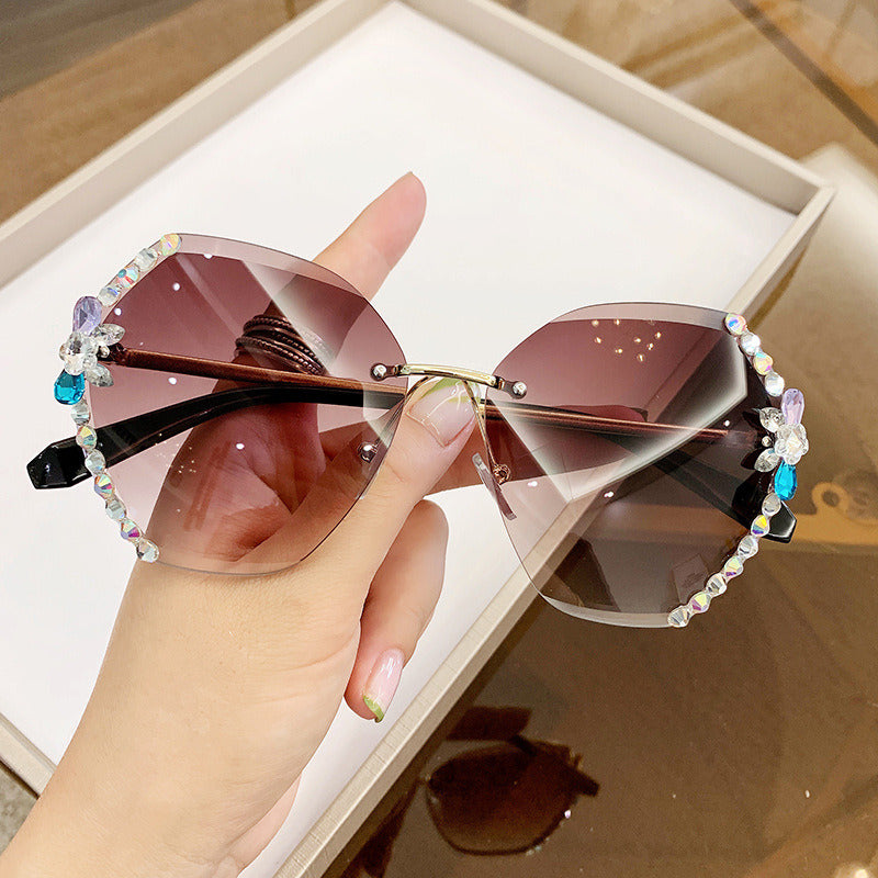 Rimless Rhinestone Sunglasses