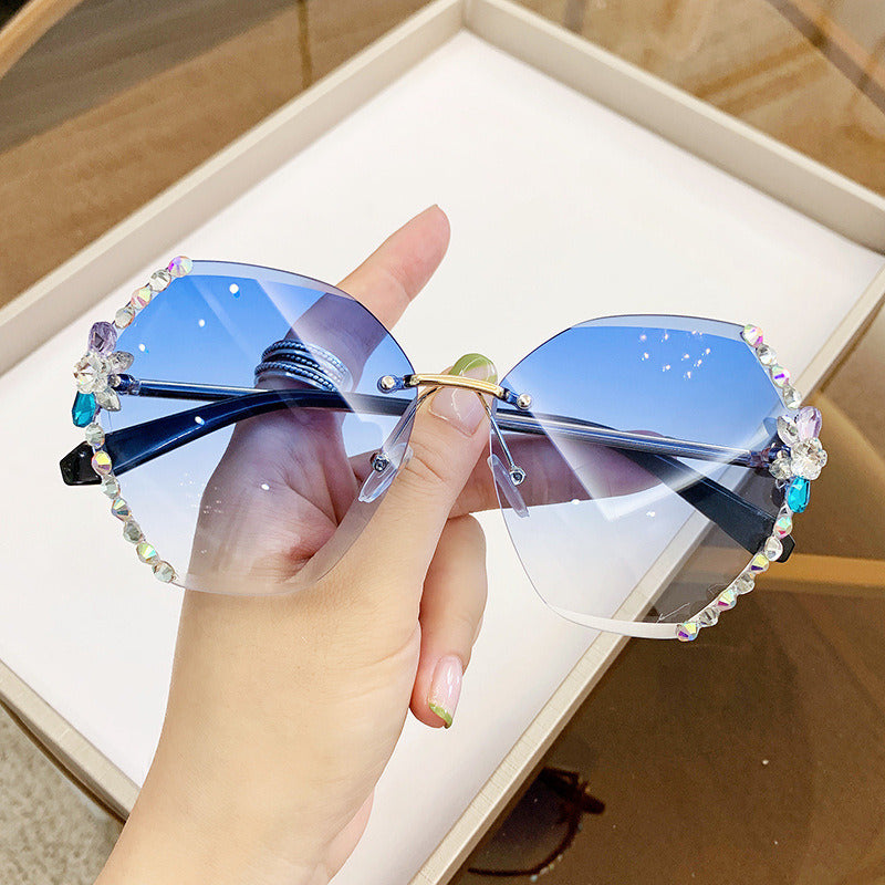 Rimless Rhinestone Sunglasses