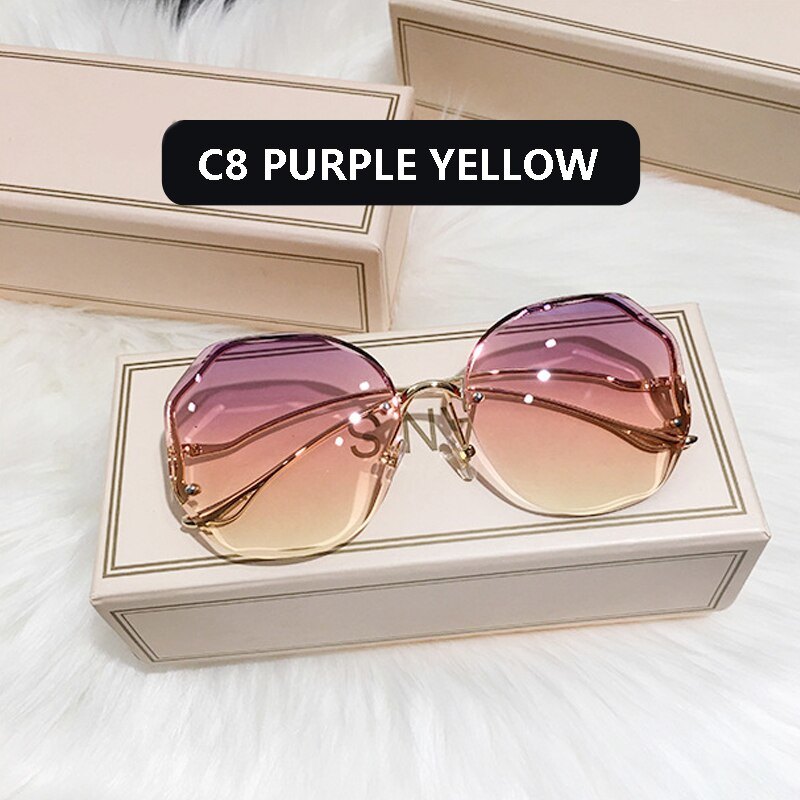 Fashion Sunglasses Women Metal Female UV400 Vintage Ladies Stylish Design Oversized Square Sunglasses For Women