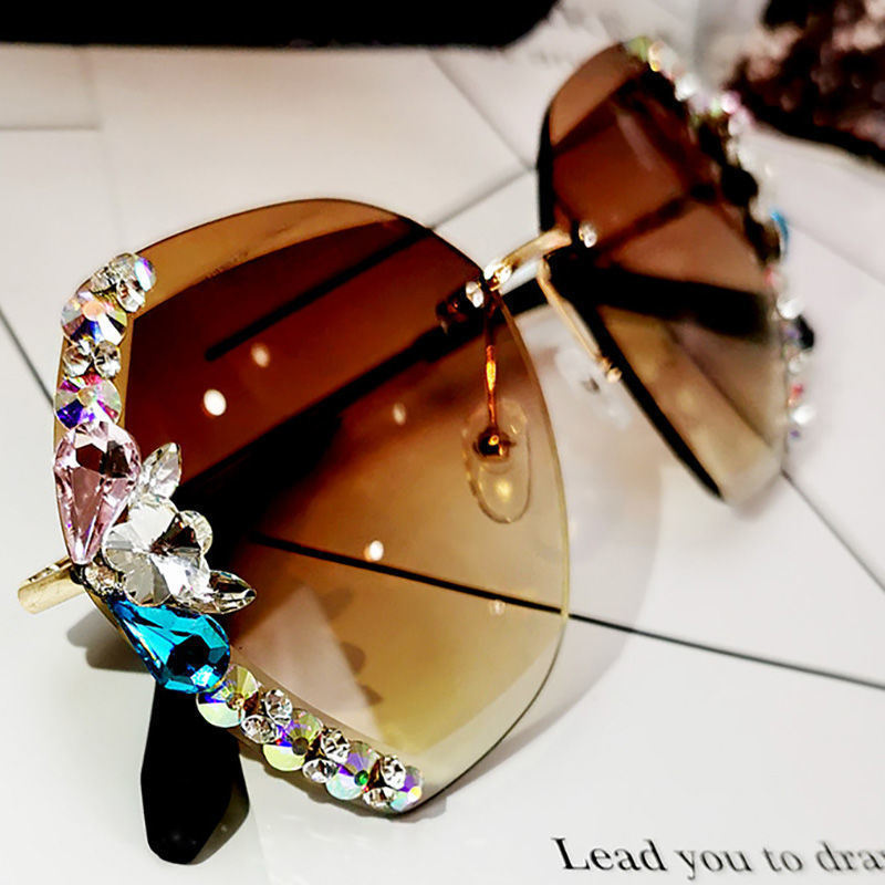 Rimless Rhinestone Sunglasses