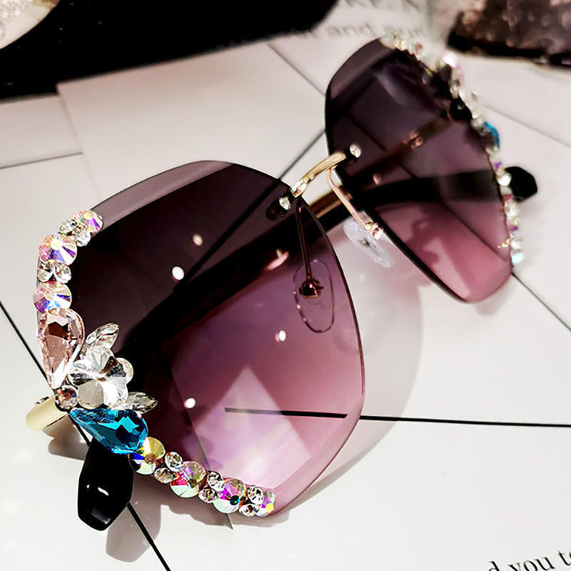 Rimless Rhinestone Sunglasses