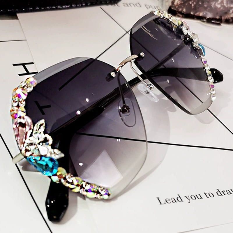 Rimless Rhinestone Sunglasses