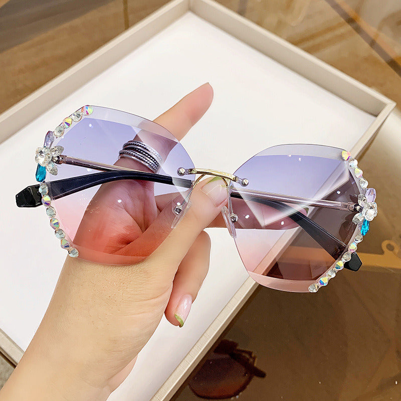 Rimless Rhinestone Sunglasses