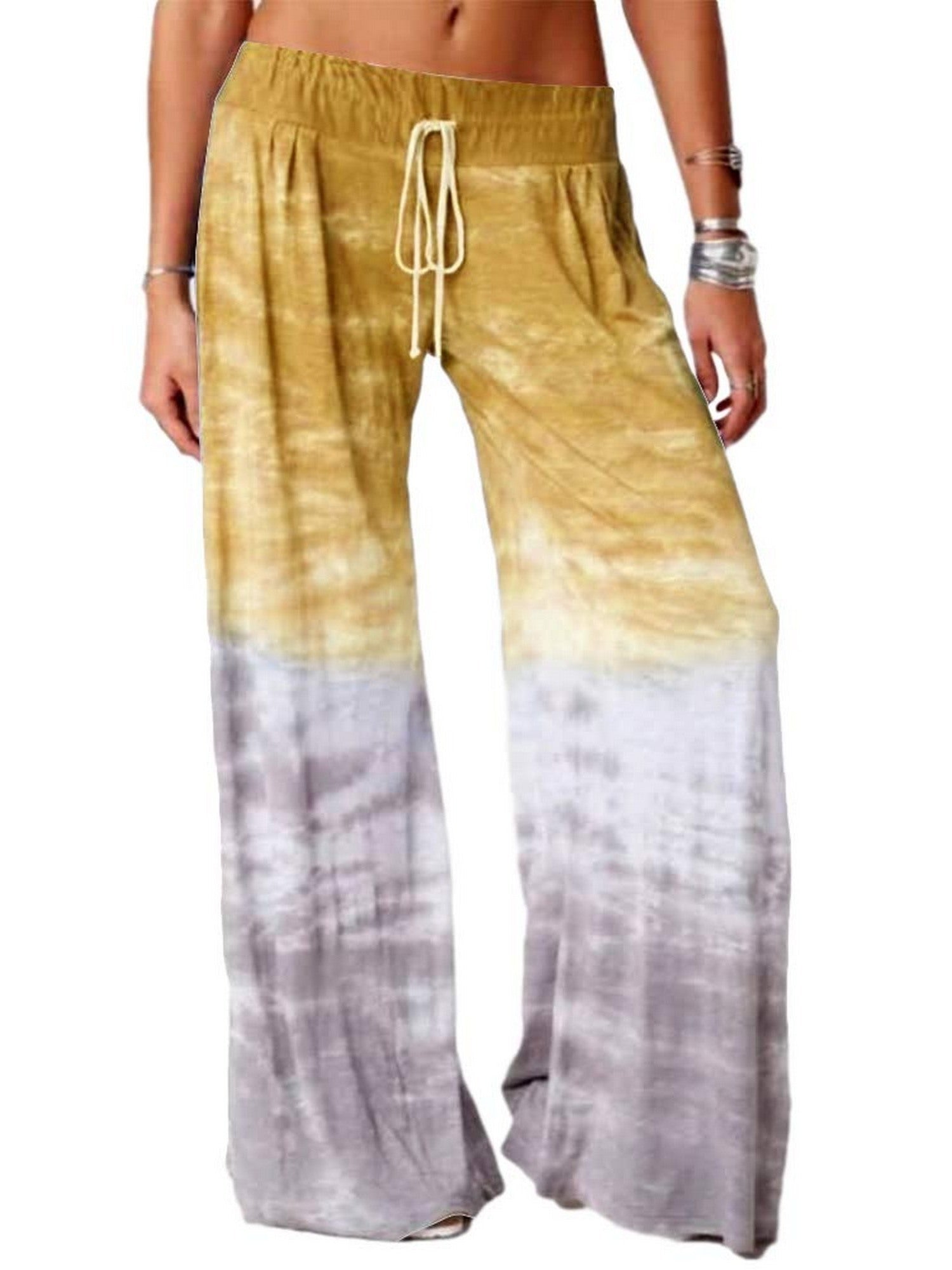 Casual Tie Dye Elastic Pants; Drawstring High Waist Wide Leg Pants; Casual Every Day Pants