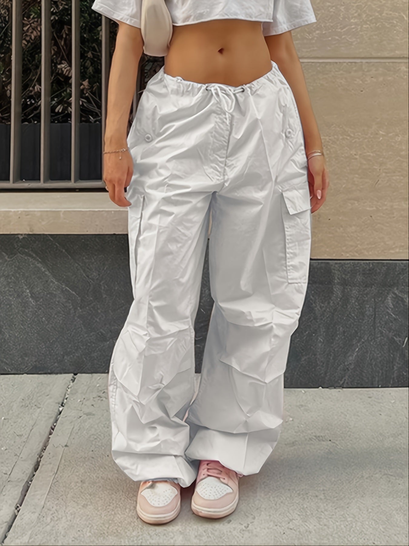 Y2K Oversized Cargo Straight Casual Pants; Straight Loose Low Waist Casual Pants