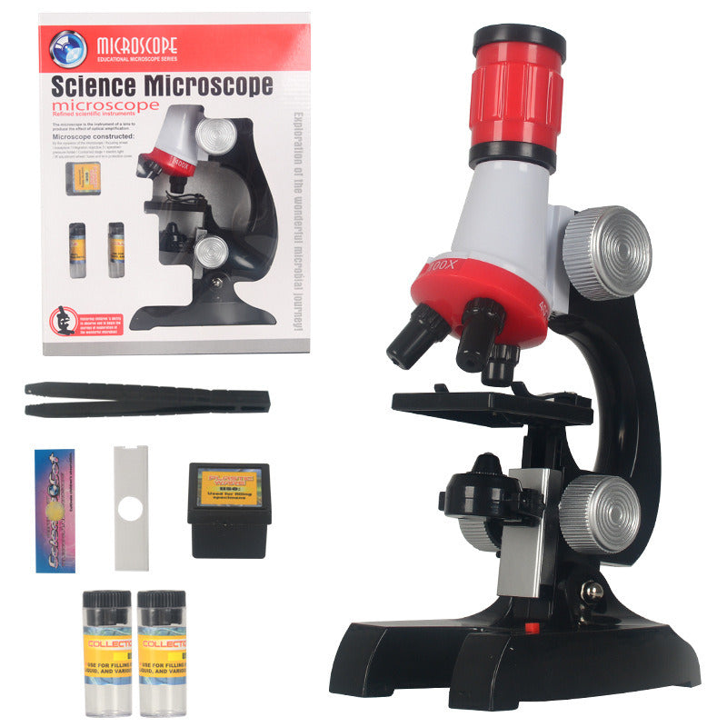 Kids Microscope Kit Science Lab LED 100-1200X Biological Microscope Home School Educational Toys children Optical Instruments