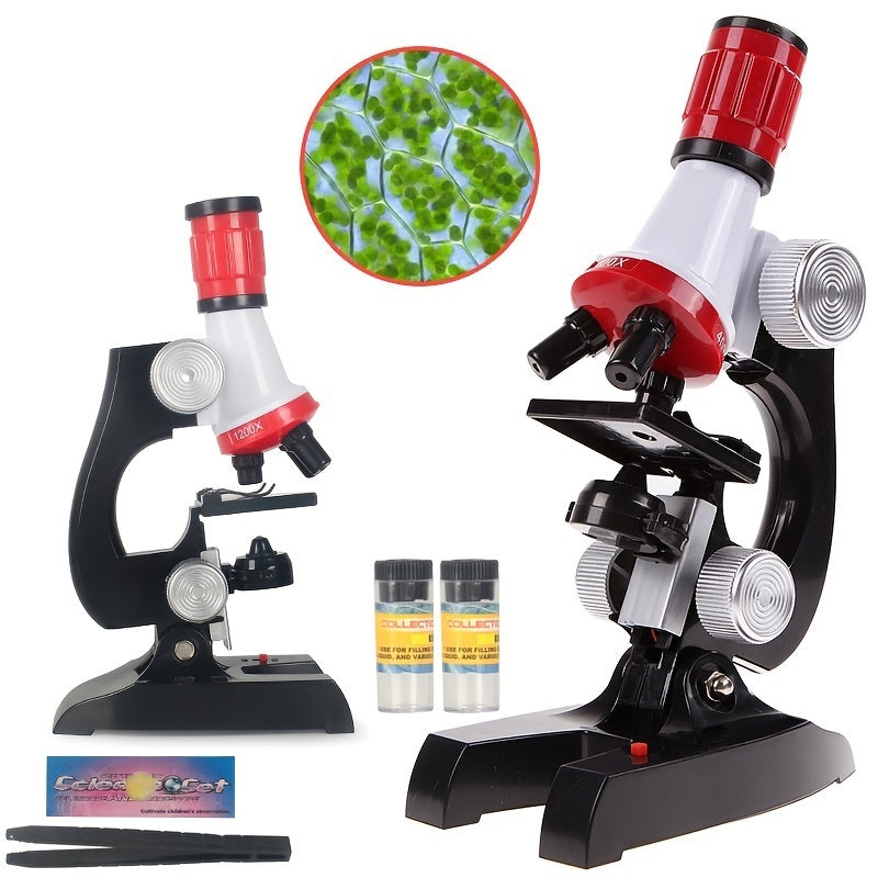 Kids Microscope Kit Science Lab LED 100-1200X Biological Microscope Home School Educational Toys children Optical Instruments