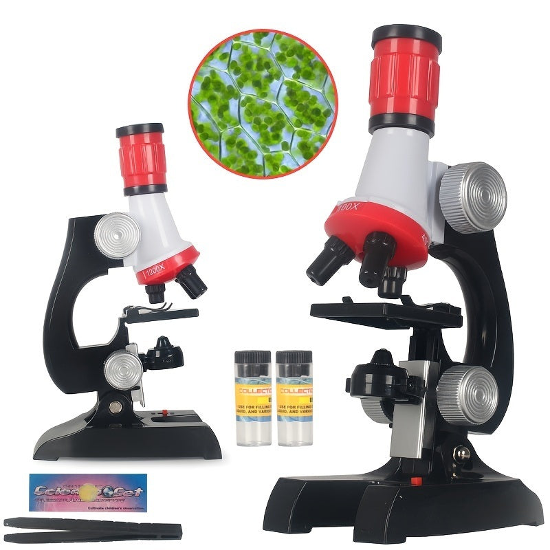 Kids Microscope Kit Science Lab LED 100-1200X Biological Microscope Home School Educational Toys children Optical Instruments